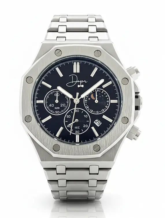 Discover Modern Luxury with the Stainless Steel Chronograph Watch for Men from Dapper Watches