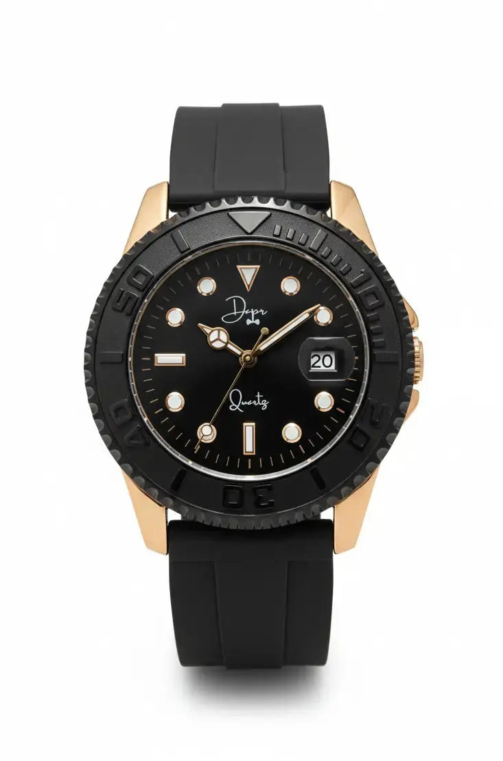 Minimalist Quartz Watch - The Dark Night Rose Gold Edition