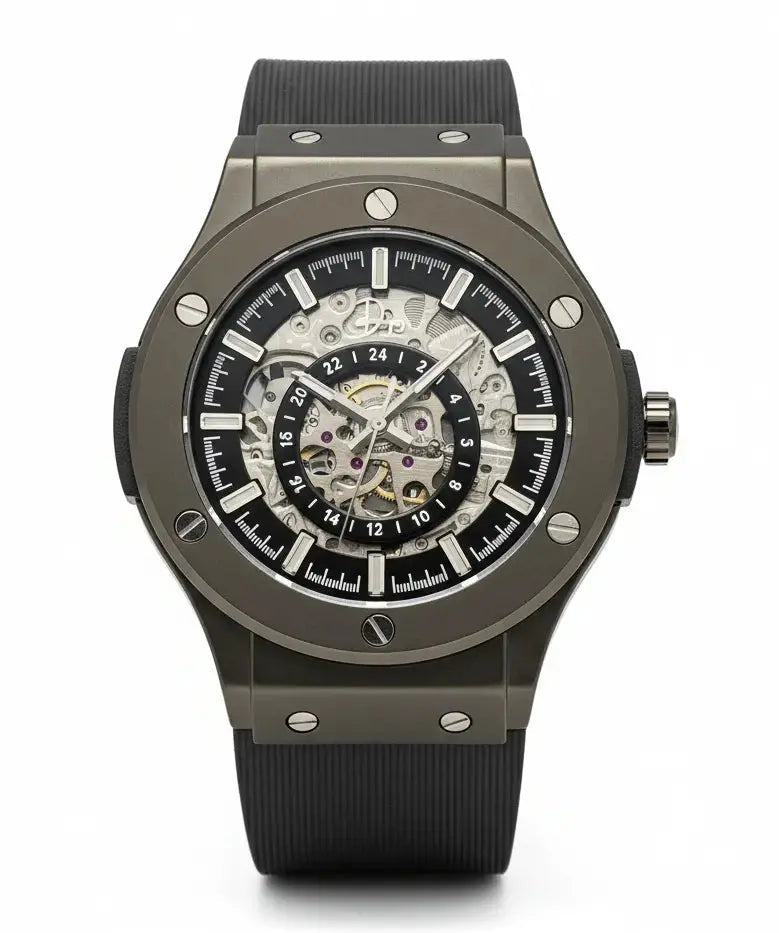 Stainless Steel Chronograph Watch- ChronoLunar Black Dial by Dapper Watches