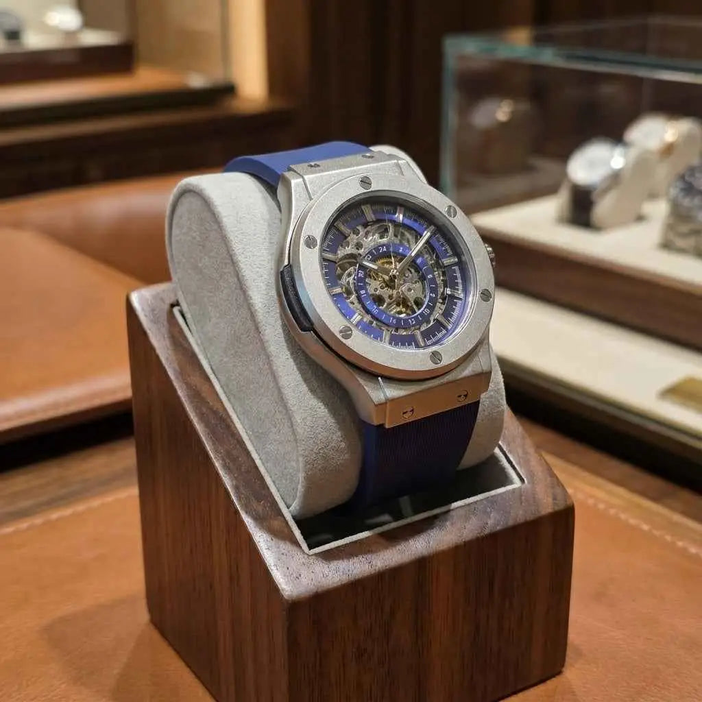 Timeless Elegance Meets Modern Craftsmanship: Discover The 199 Blue Stainless Steel Skeleton Watch by Dapper