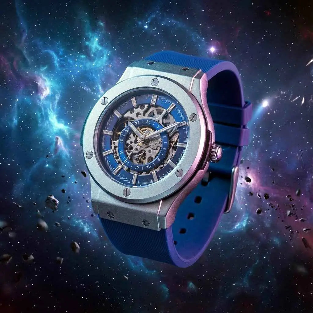 Stainless Steel Skeleton Watch– The 199 Blue by Dapper