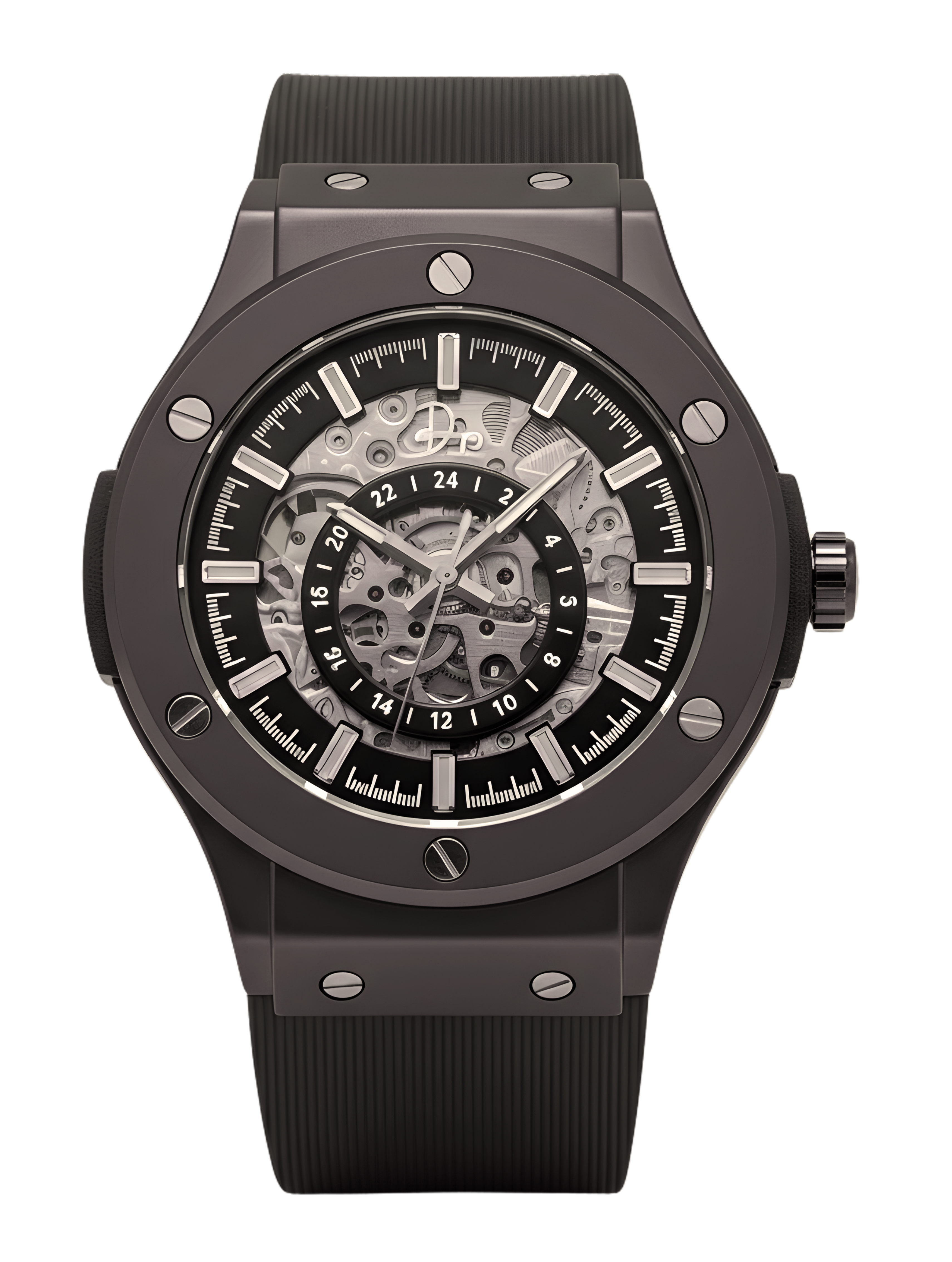 Stainless Steel Skeleton Watch by Dapper Watches 199 Gunmetal