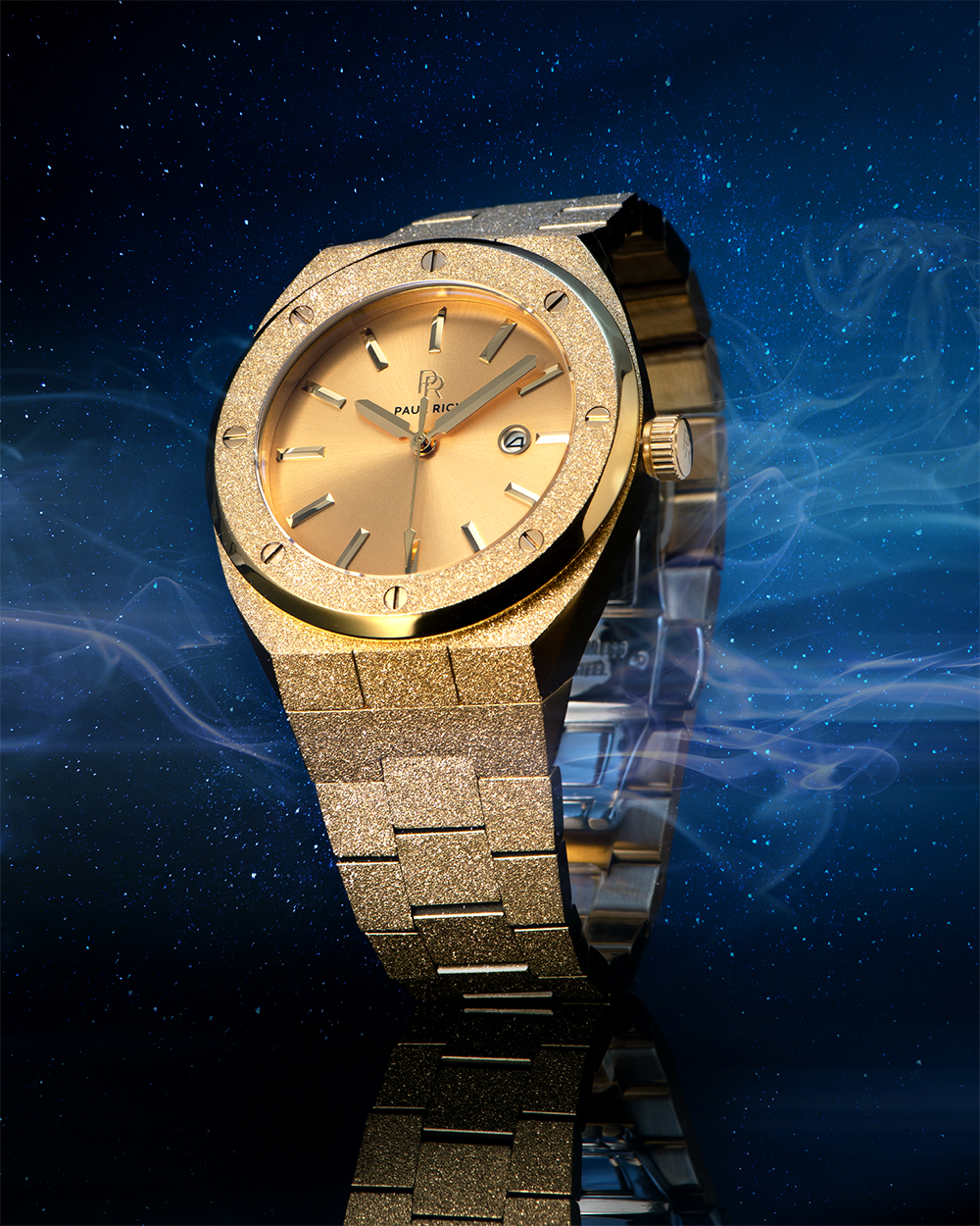 Gold Men's Watch- Frosted Midas Touch (Style-Gold Watches)