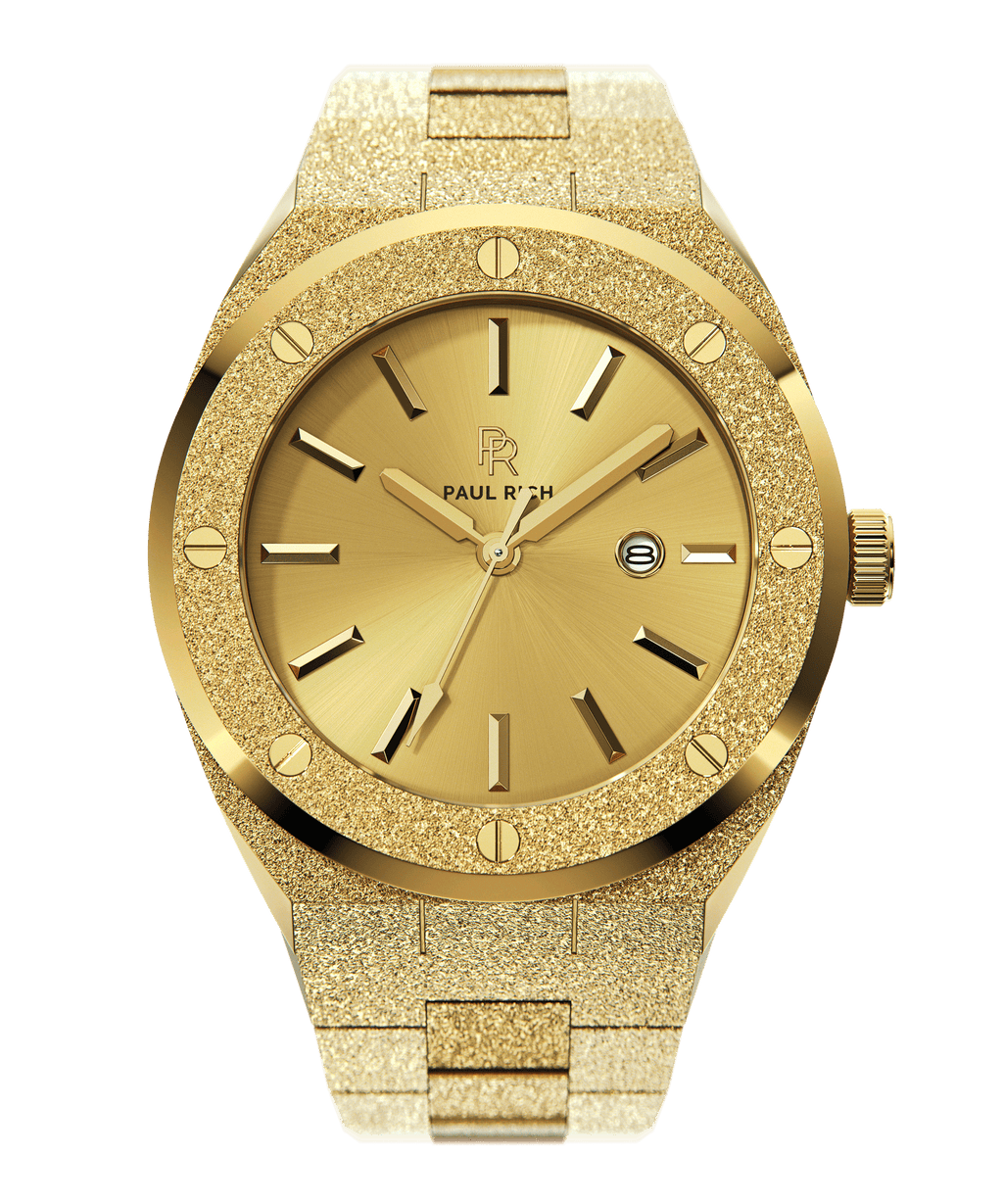 Gold Men's Watch- Frosted Midas Touch (Style-Gold Watches)