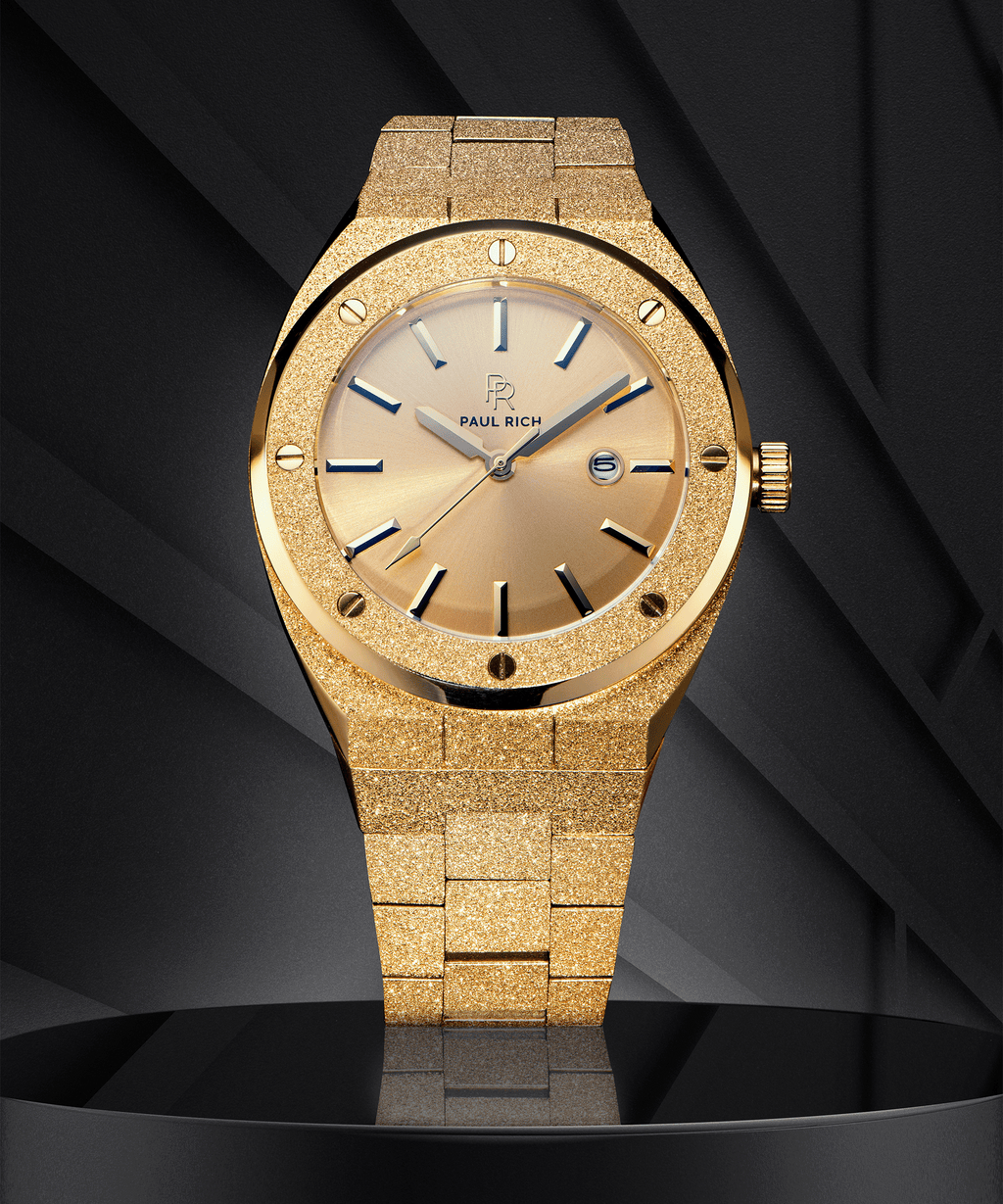 Gold Men's Watch- Frosted Midas Touch (Style-Gold Watches)