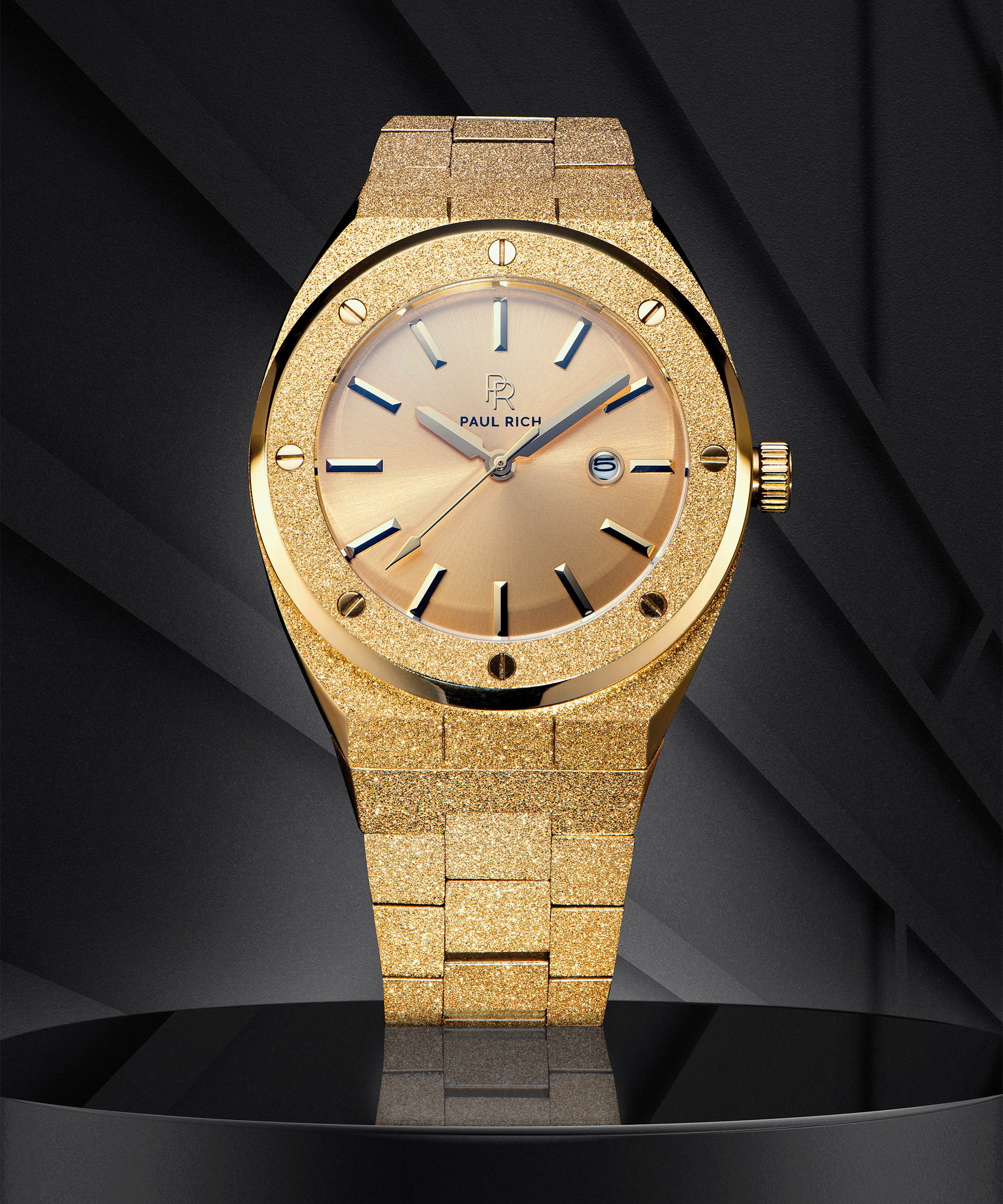 Gold Men's Watch- Frosted Midas Touch (Style-Gold Watches)