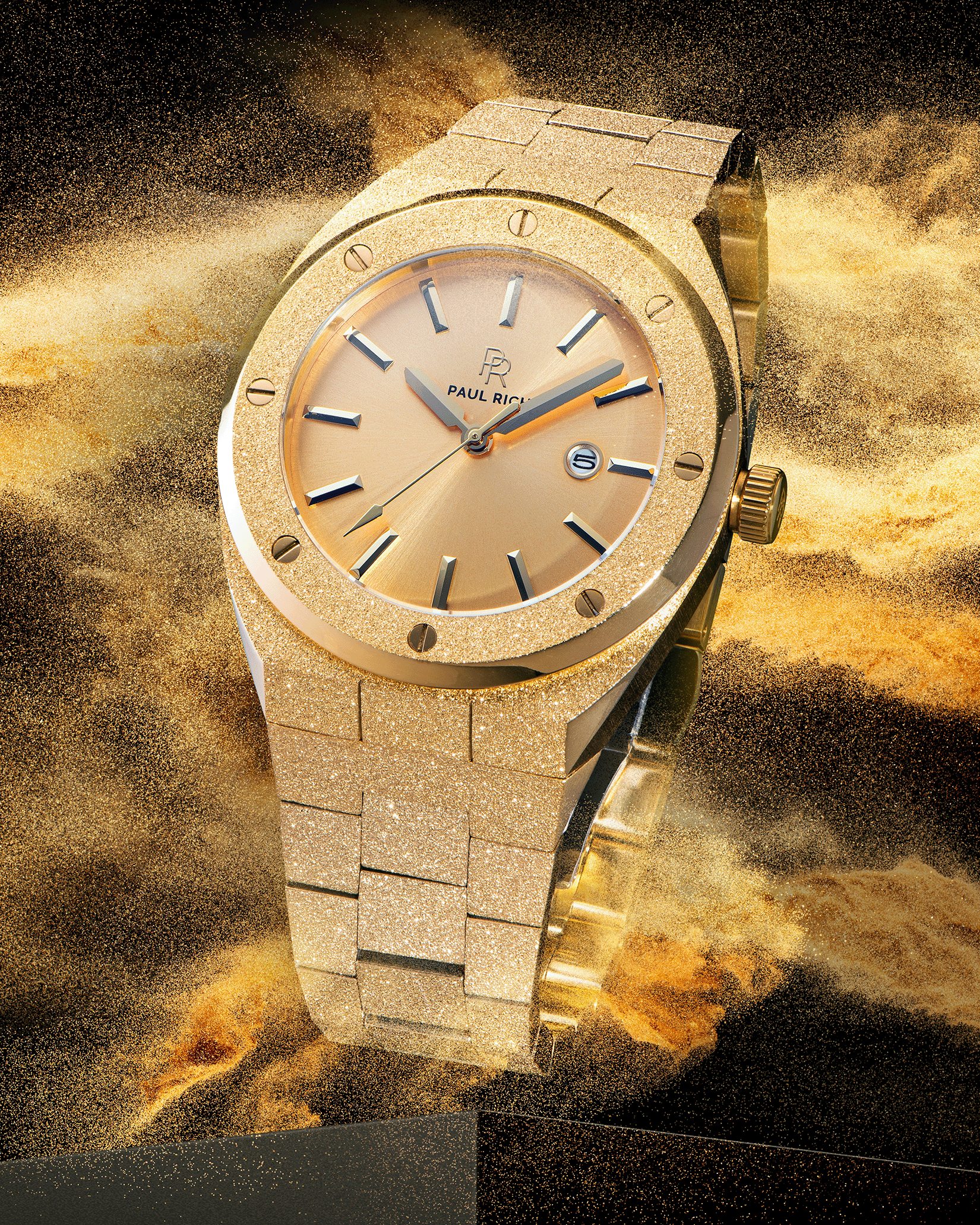 Gold Men's Watch- Frosted Midas Touch (Style-Gold Watches)