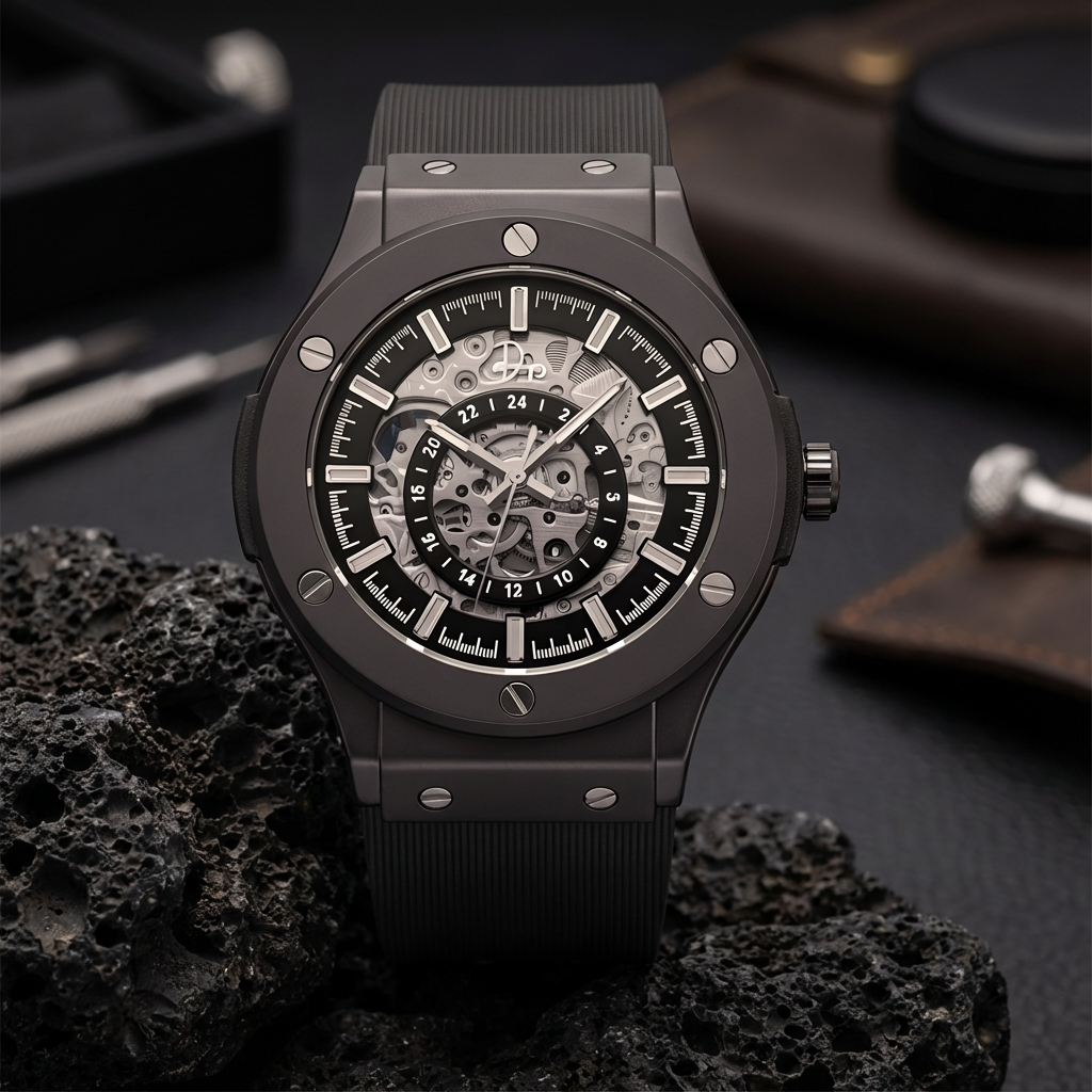 Stainless Steel Skeleton Watch - 