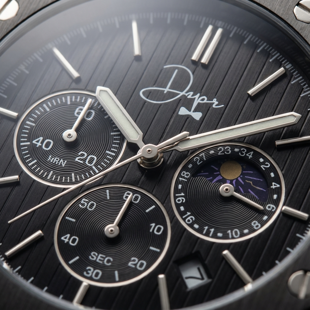 Black Stainless Steel Watch - ChronoLunar All Black by Dapper Watches - Dapper Watches