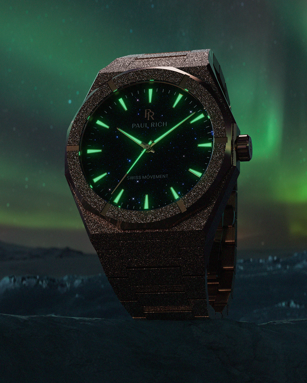 Mens Gold Watch- Frosted Star Dust II Void Rose Gold