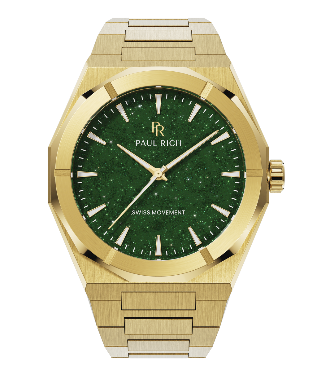Premium Men's Gold Watch: Star Dust II Gold Green 43mm Timepiece